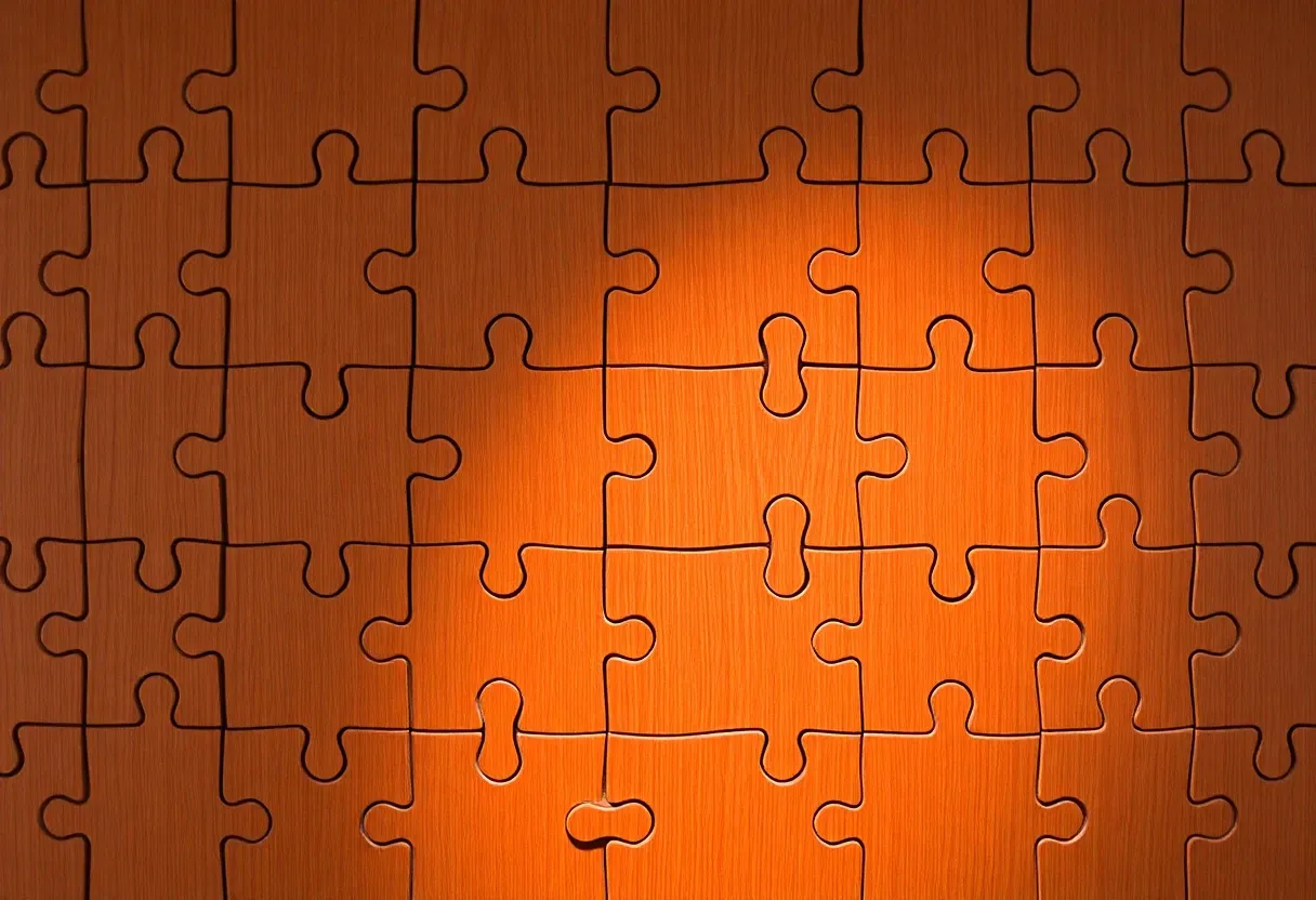 a jigsaw puzzle almost solved