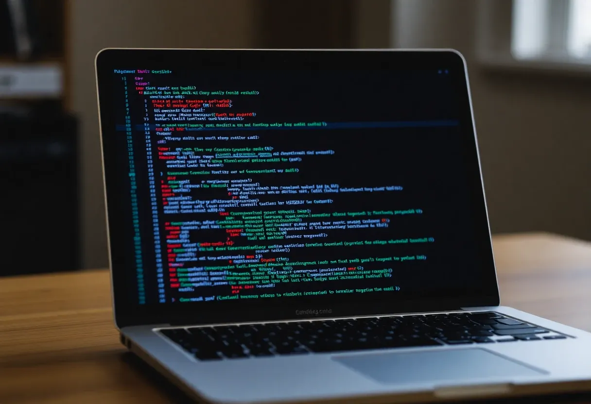 a laptop displaying a code debugging screen