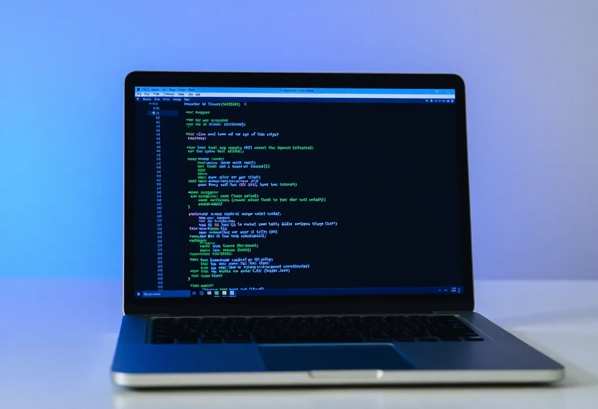 a laptop displaying a code debugging screen