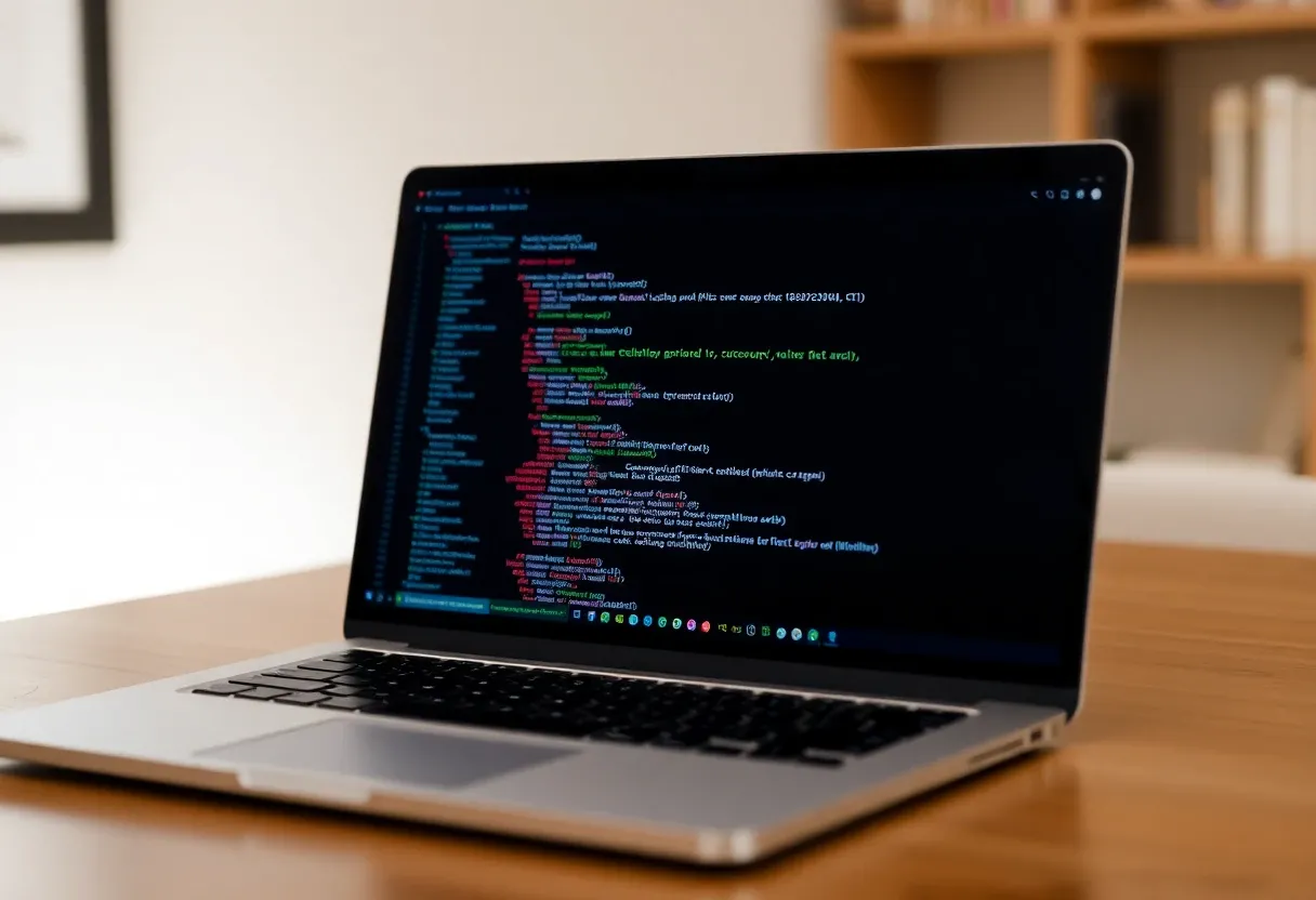 a laptop displaying a code debugging screen