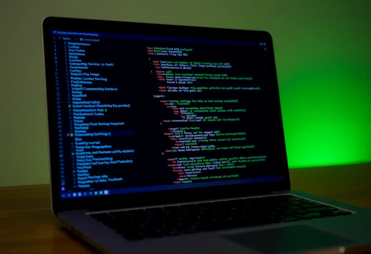 a laptop displaying a code debugging screen
