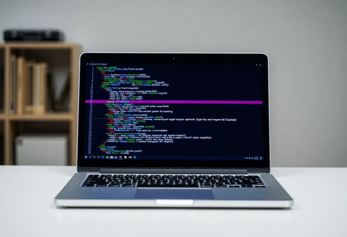 a laptop displaying a code debugging screen