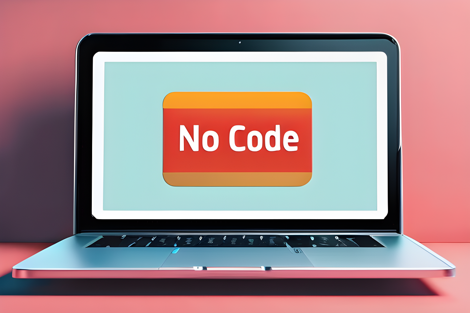 A laptop screen displaying "no-code"