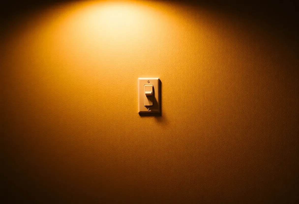 a light switch on the wall