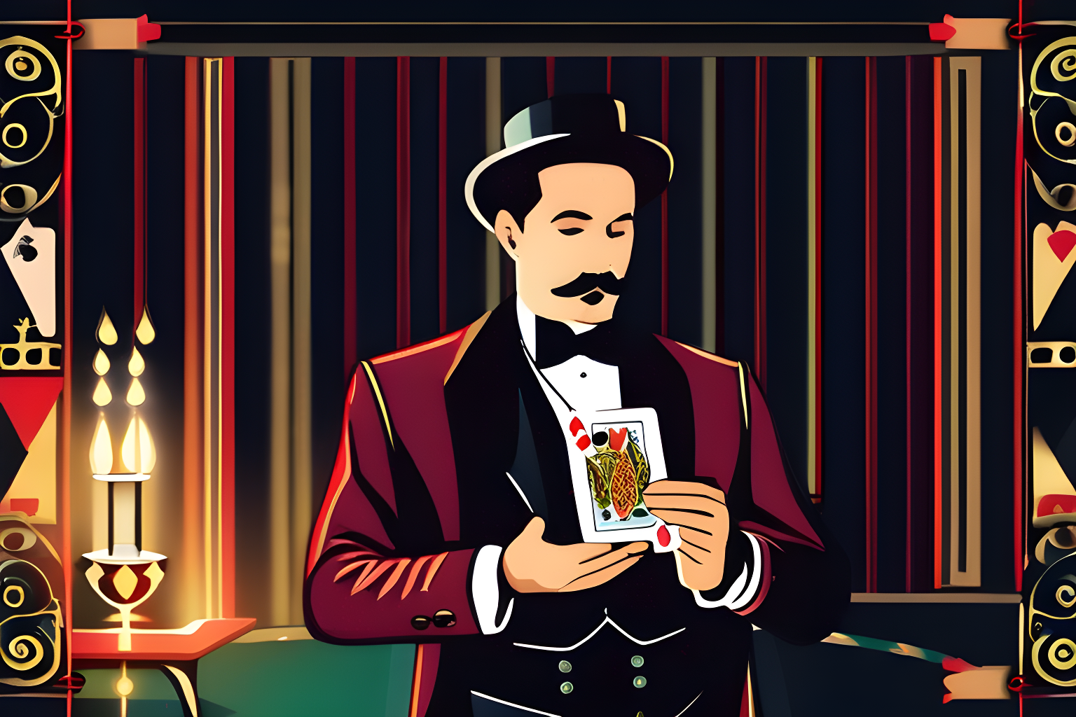 a magician holding cards