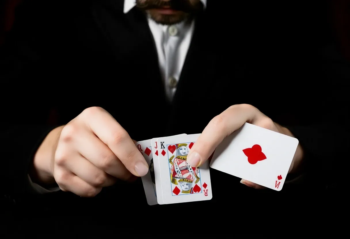 a magician performing a card trick