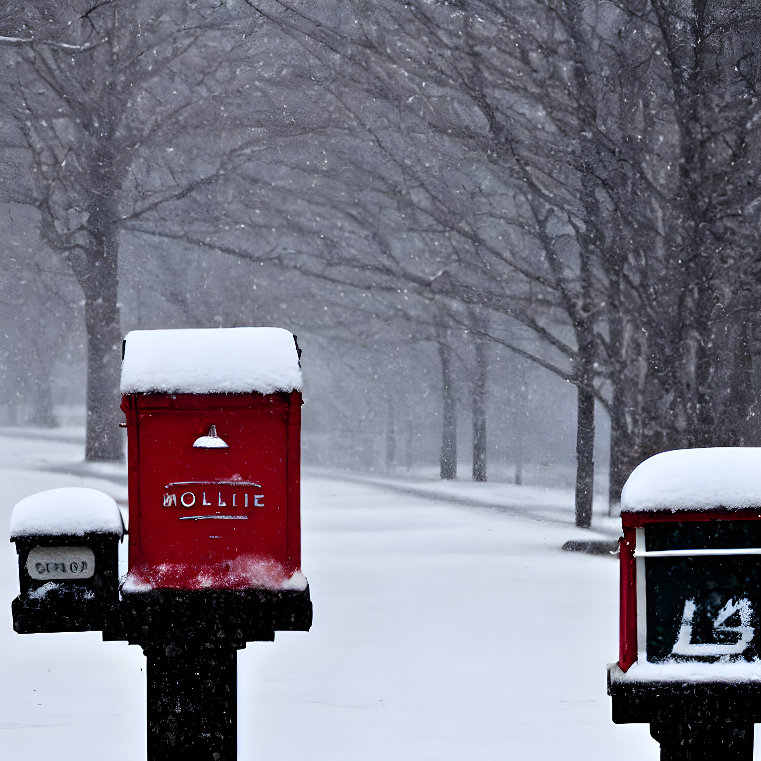 a mailbox in the middle of a snowstorm