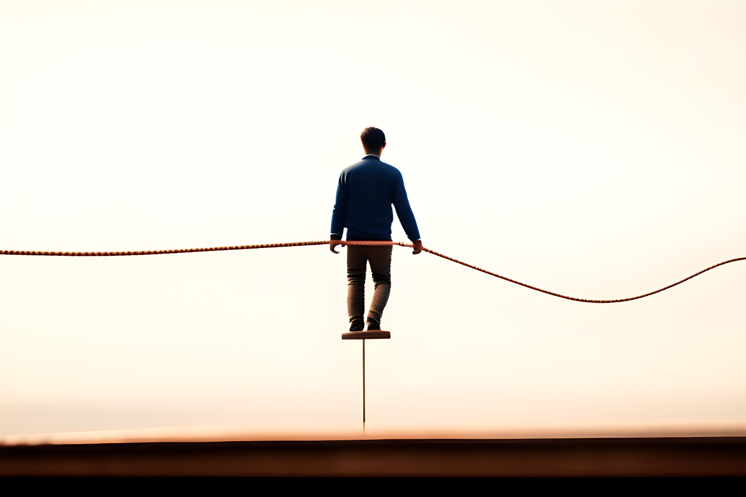 a man balancing on top a tightrope