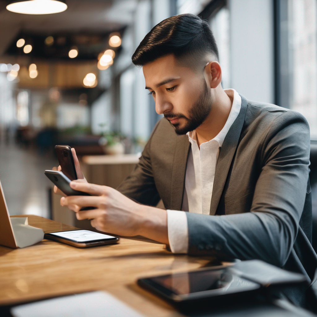 a man looking at the screen of his smartphone