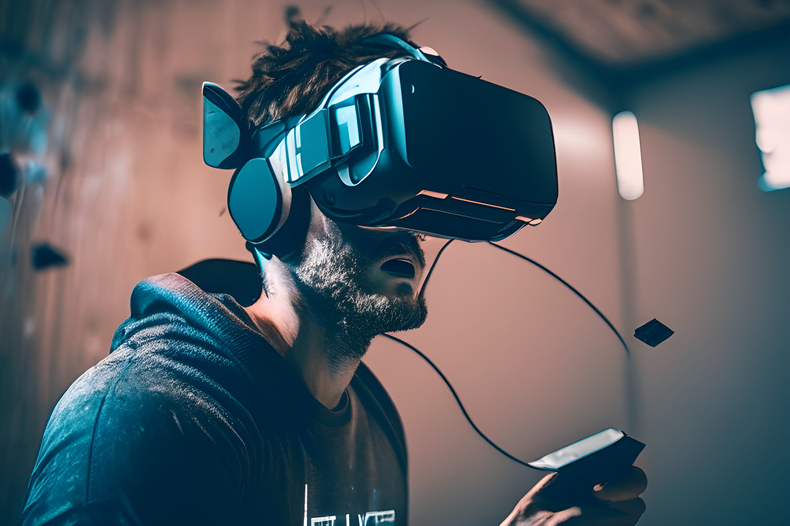 a man playing vr games