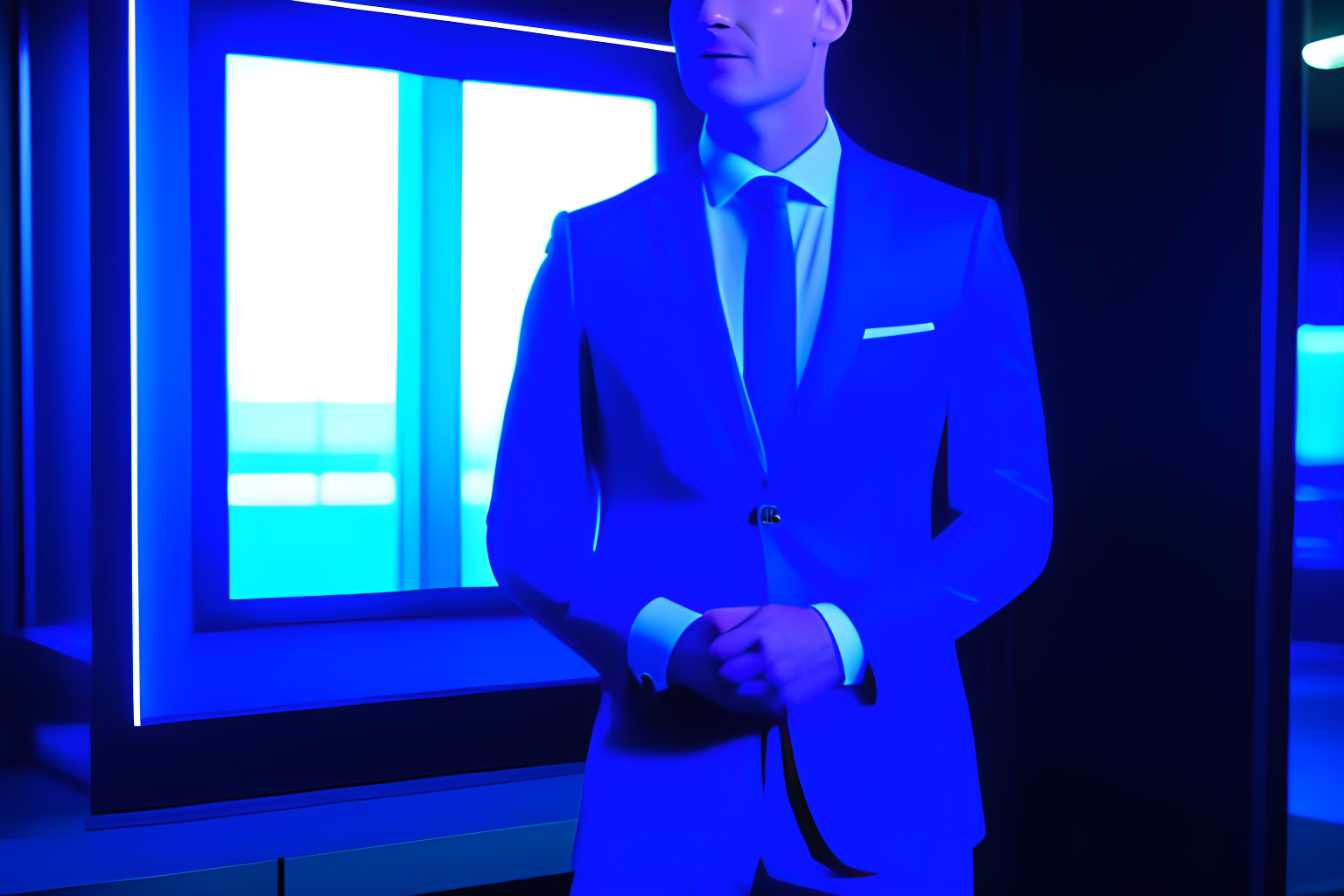 a man wearing a blue suit on a television screen