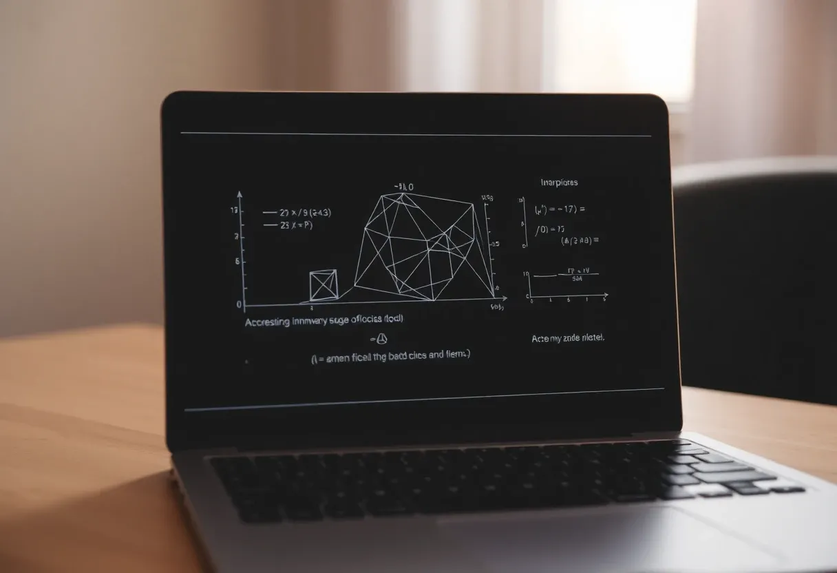 a mathematical model on a laptop screen