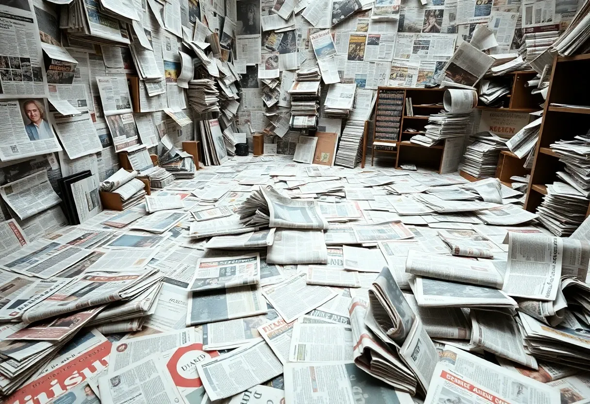 a million newspapers on the floor