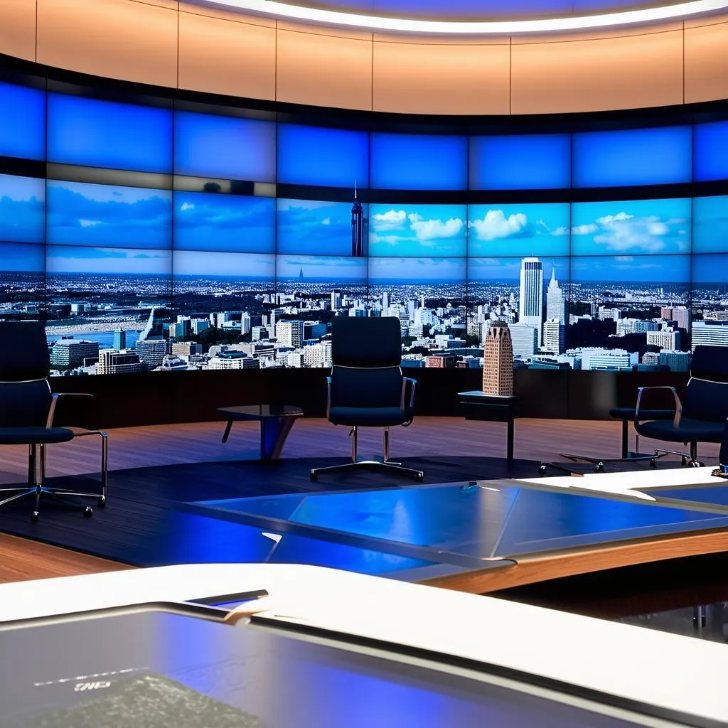 A news broadcast studio