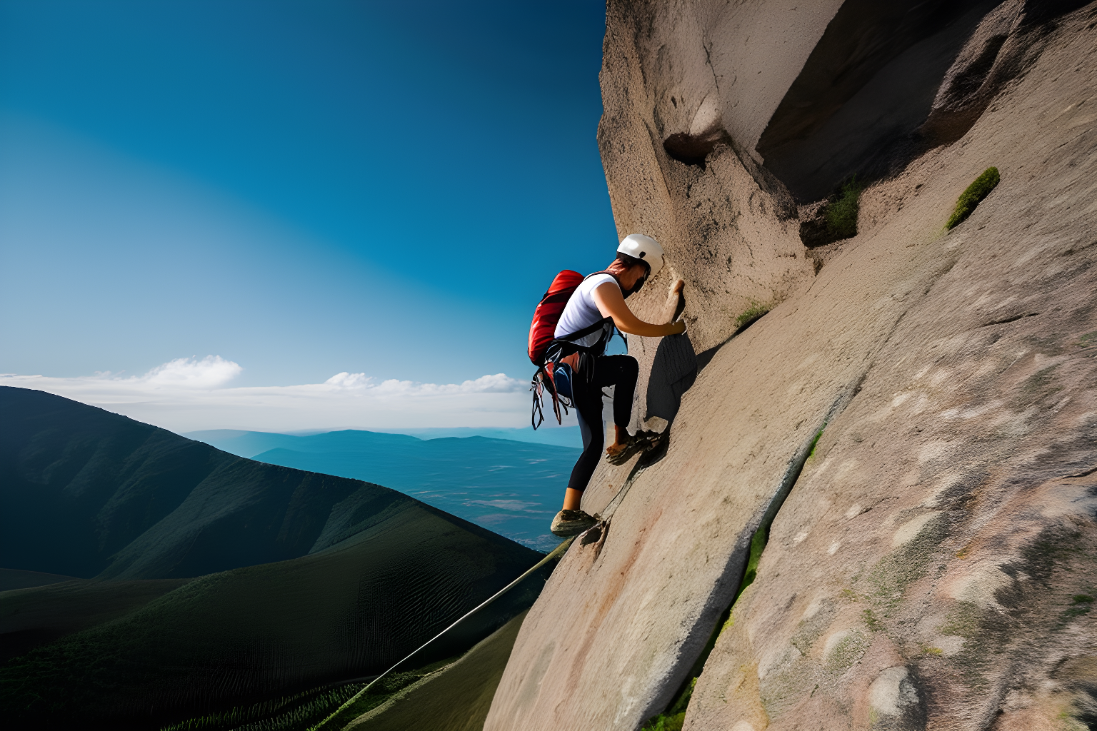 a person climbing a mountain and overcoming a challenge