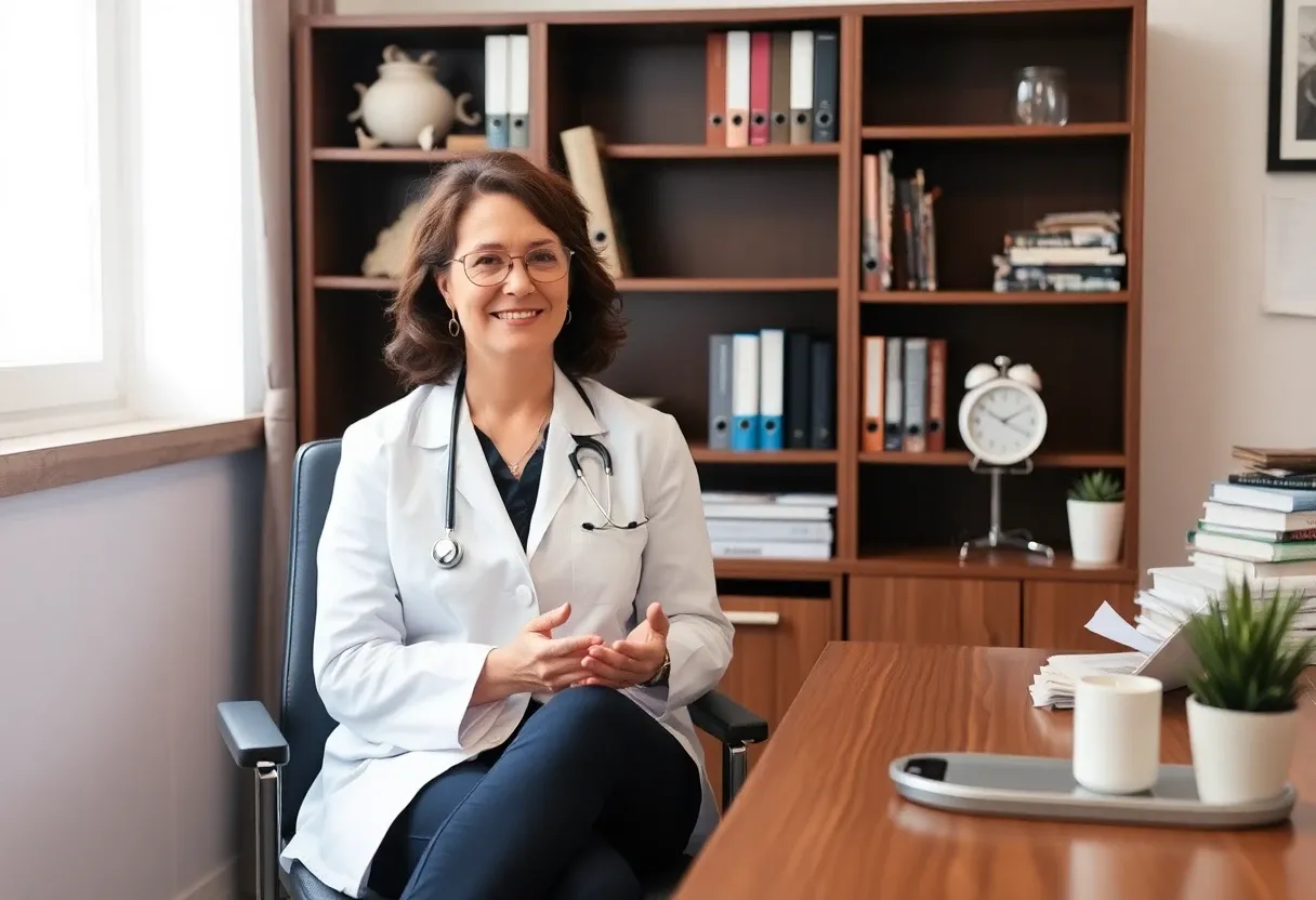 a psychiatrist in her office