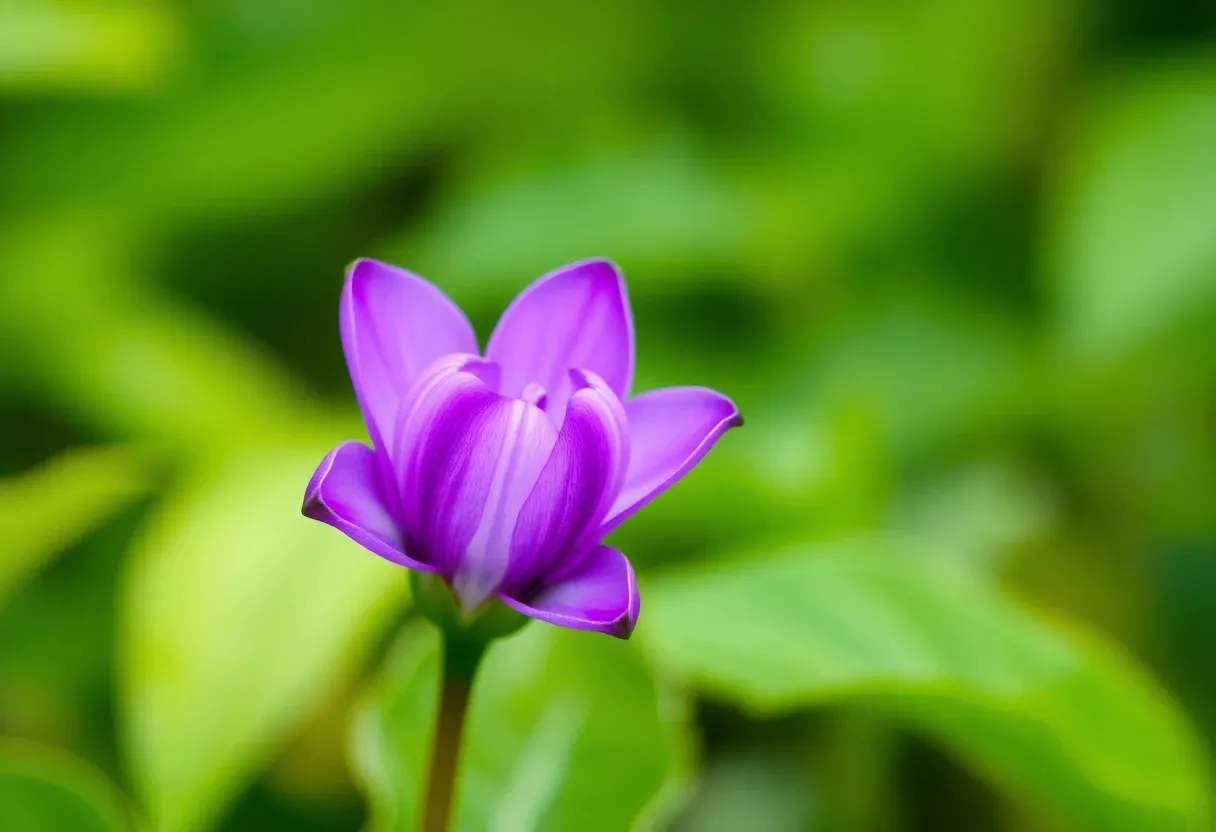 a purple flower growing waterpaint style