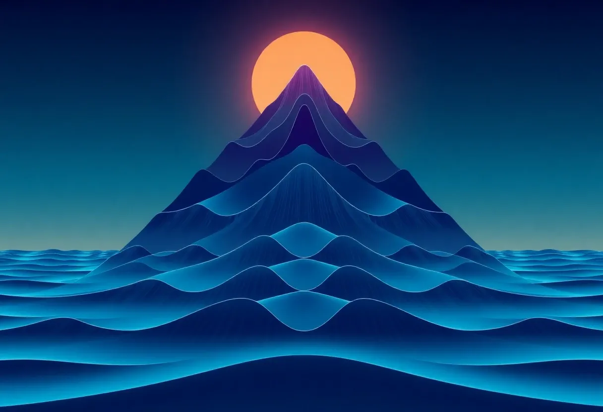 a pyramid made up of waveforms