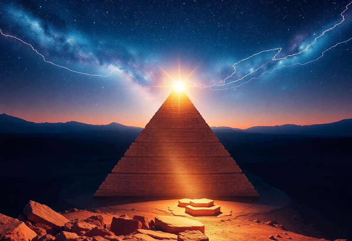 a pyramid stuck between space and time