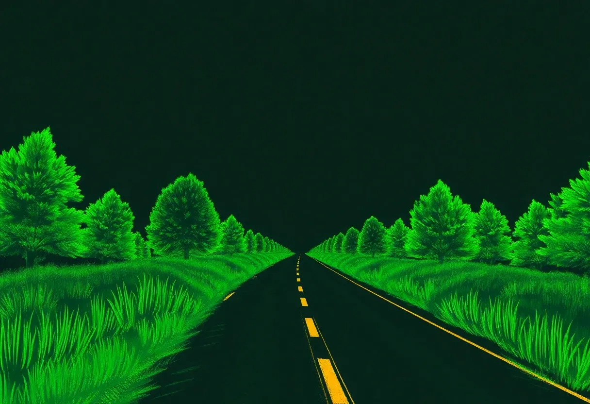 a road made of green code sketch artstyle