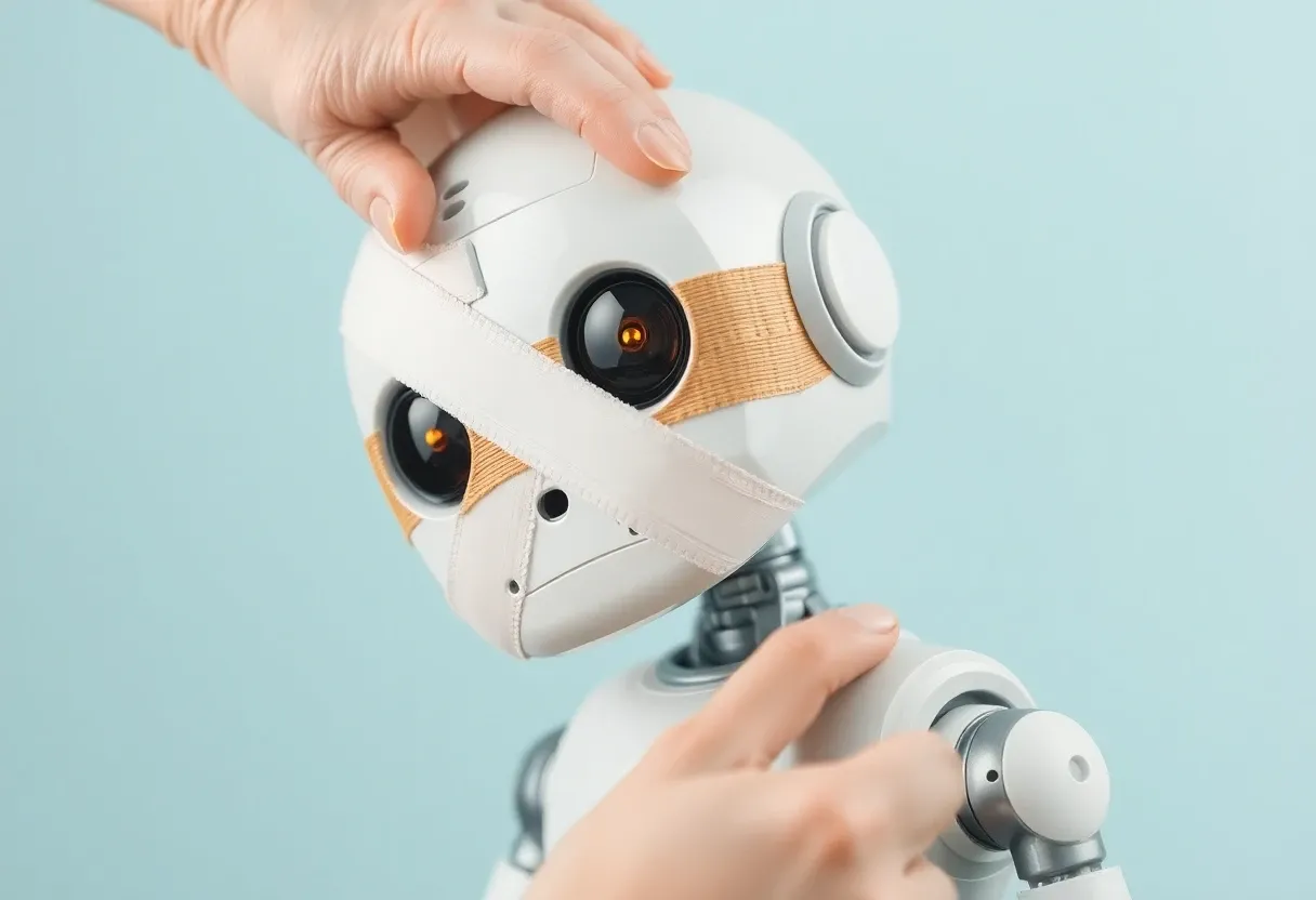 a robot being given a bandage cute