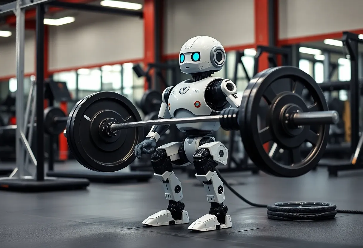 A robot doing deadlifts