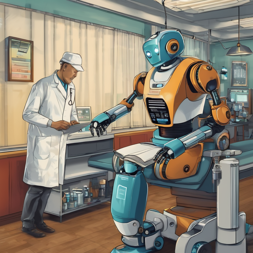 a robot getting a health check up