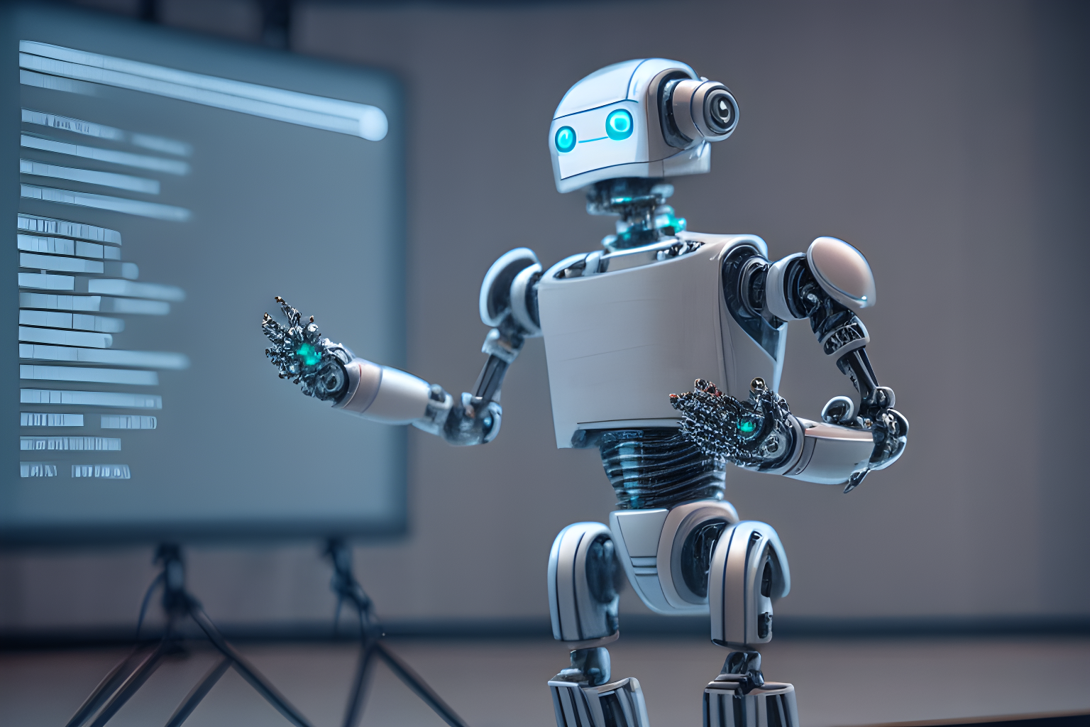 a robot giving a presentation