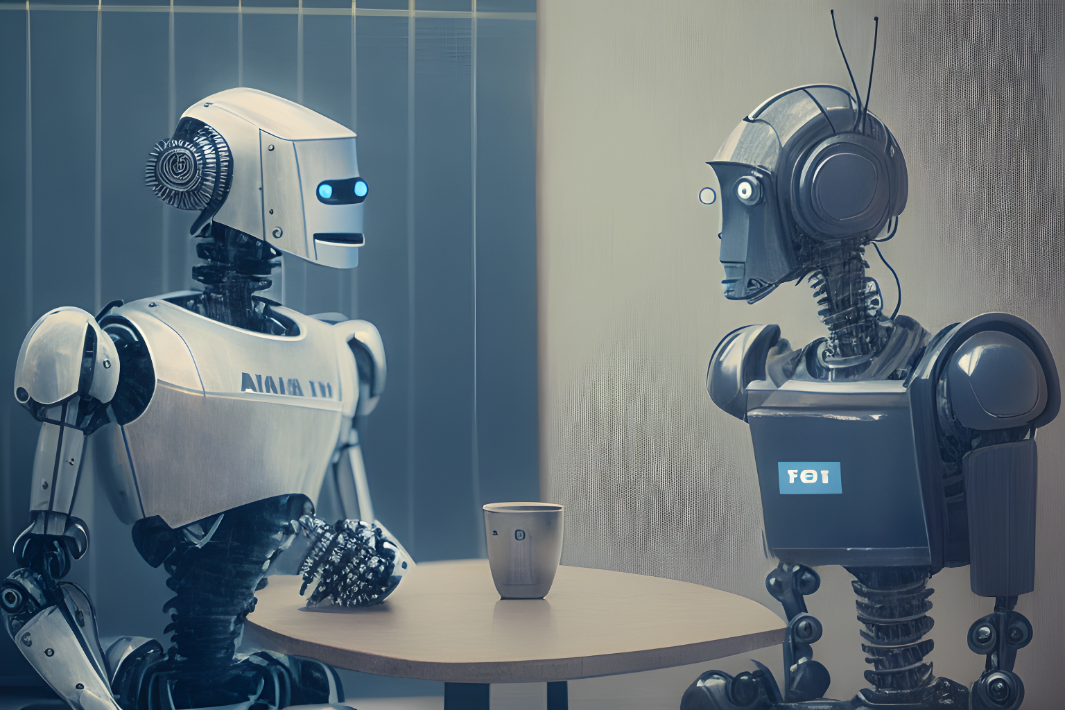 a robot interviewing another robot