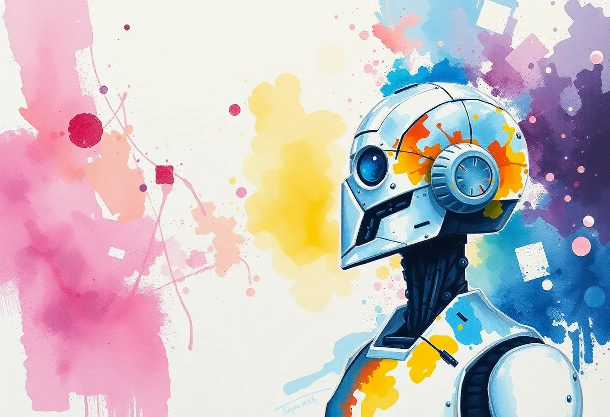 a robot painting a waterpaint