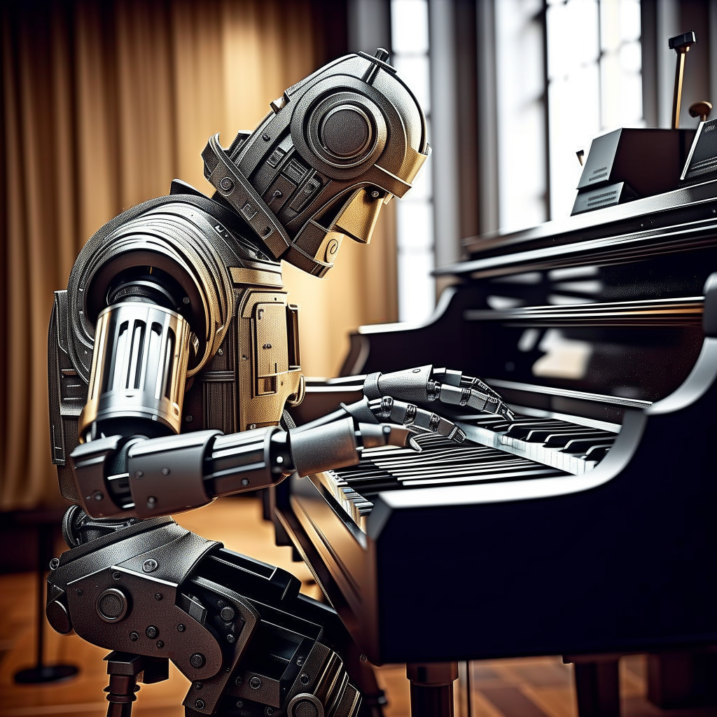 A robot playing a piano