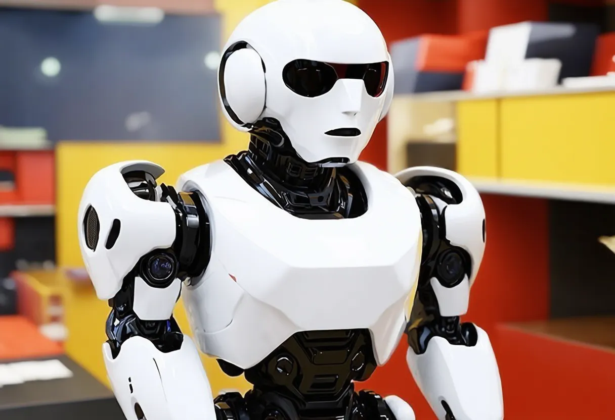 a robot pretending to be a human cartoonish