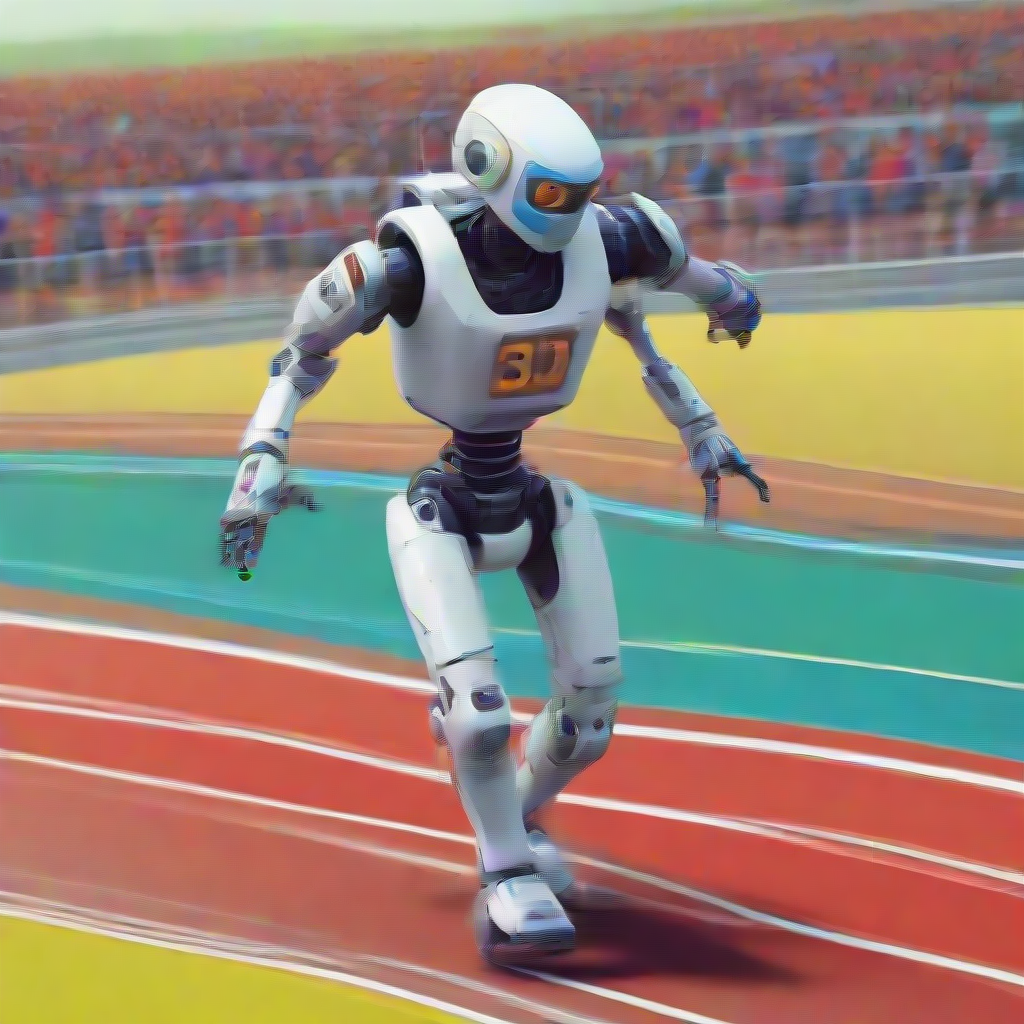 a robot running in a track meet and reaching a new milestone