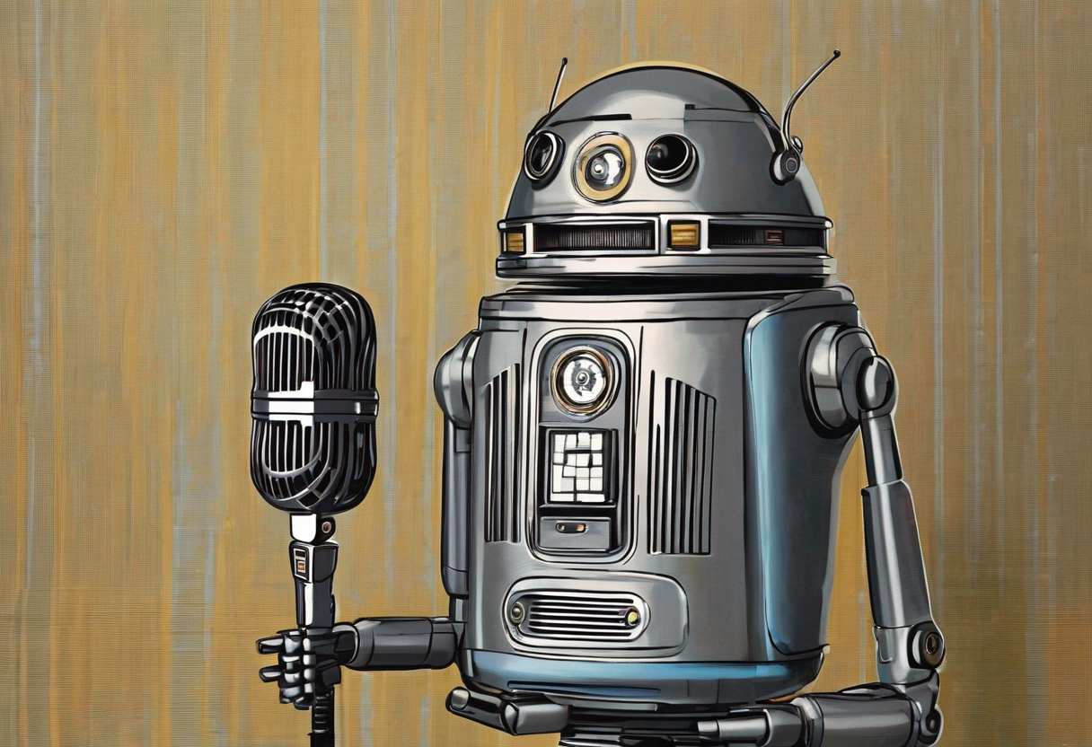 a robot speaking into a microphone