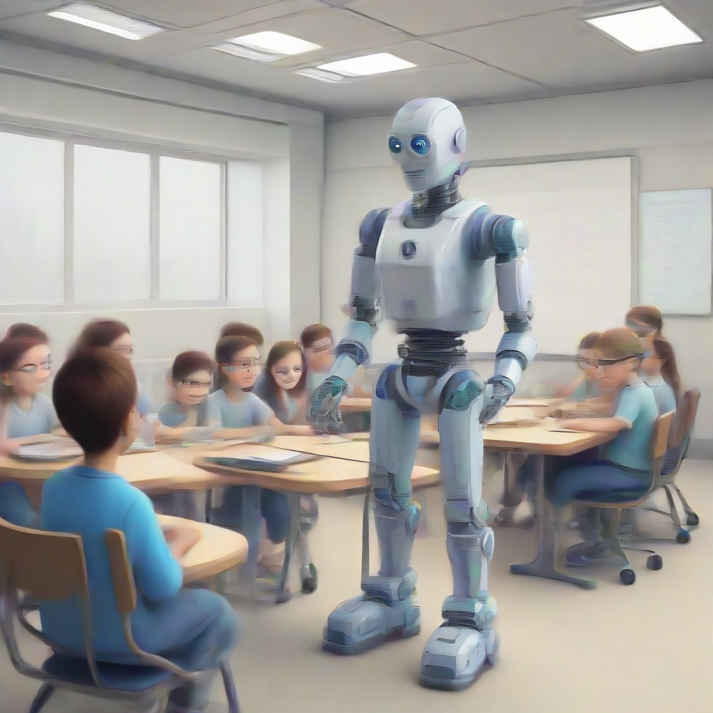 a robot teaching a class