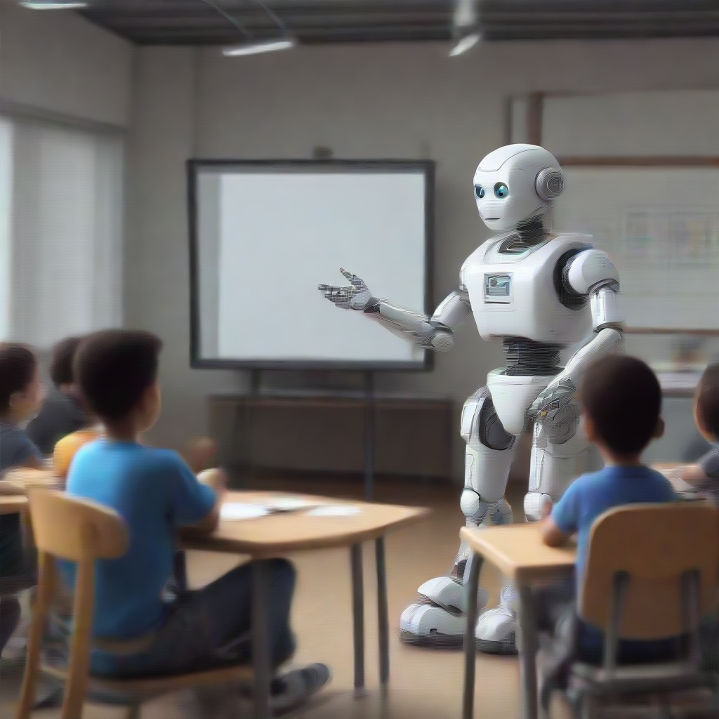 a robot teaching a class