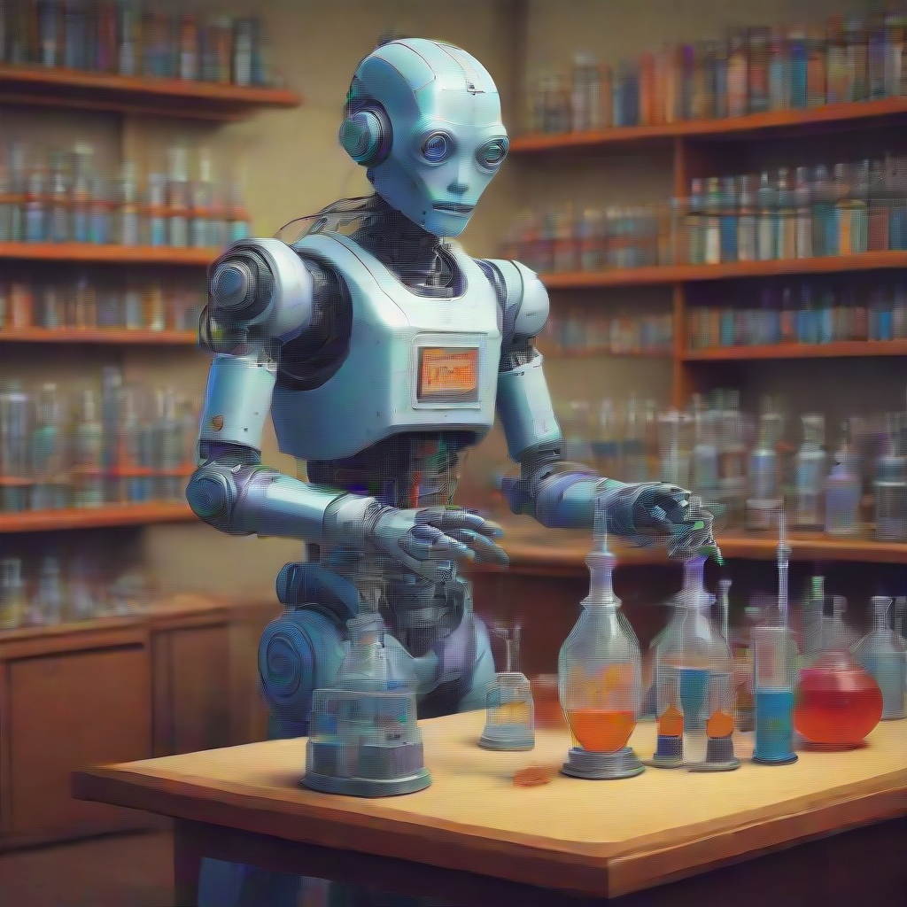 a robot teaching chemistry