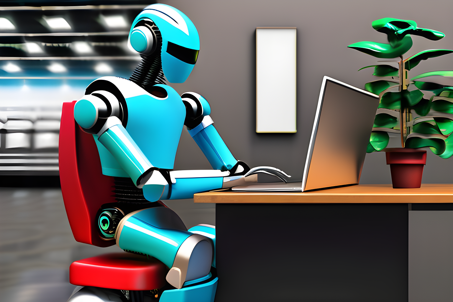 a robot using a computer