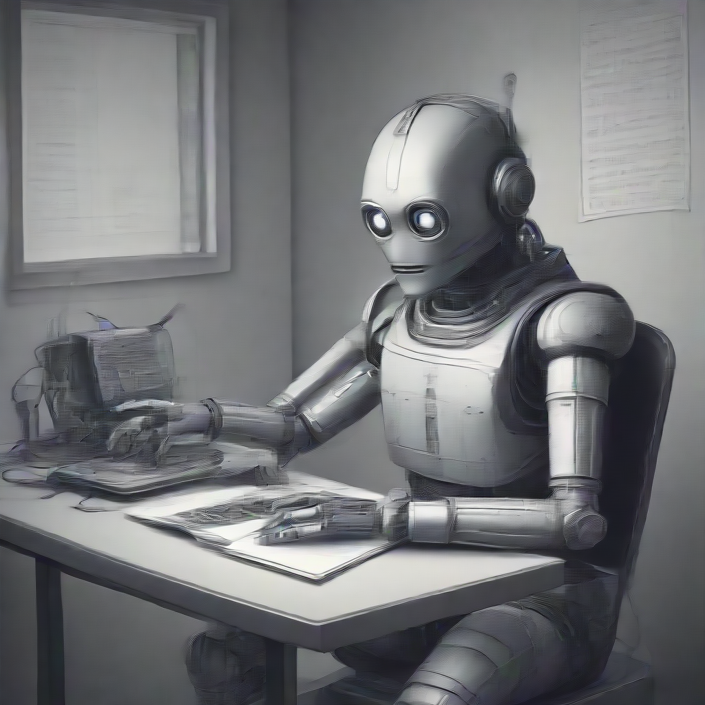 a robot writing a script