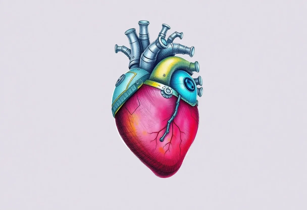 a robotic heart sketch color