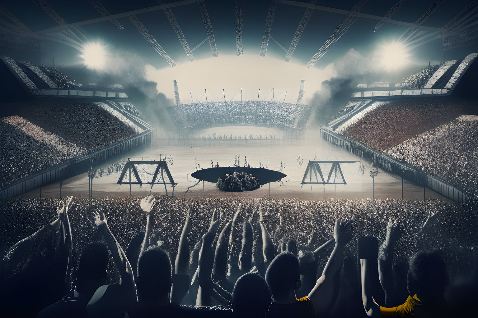 a rock concert in a big stadium