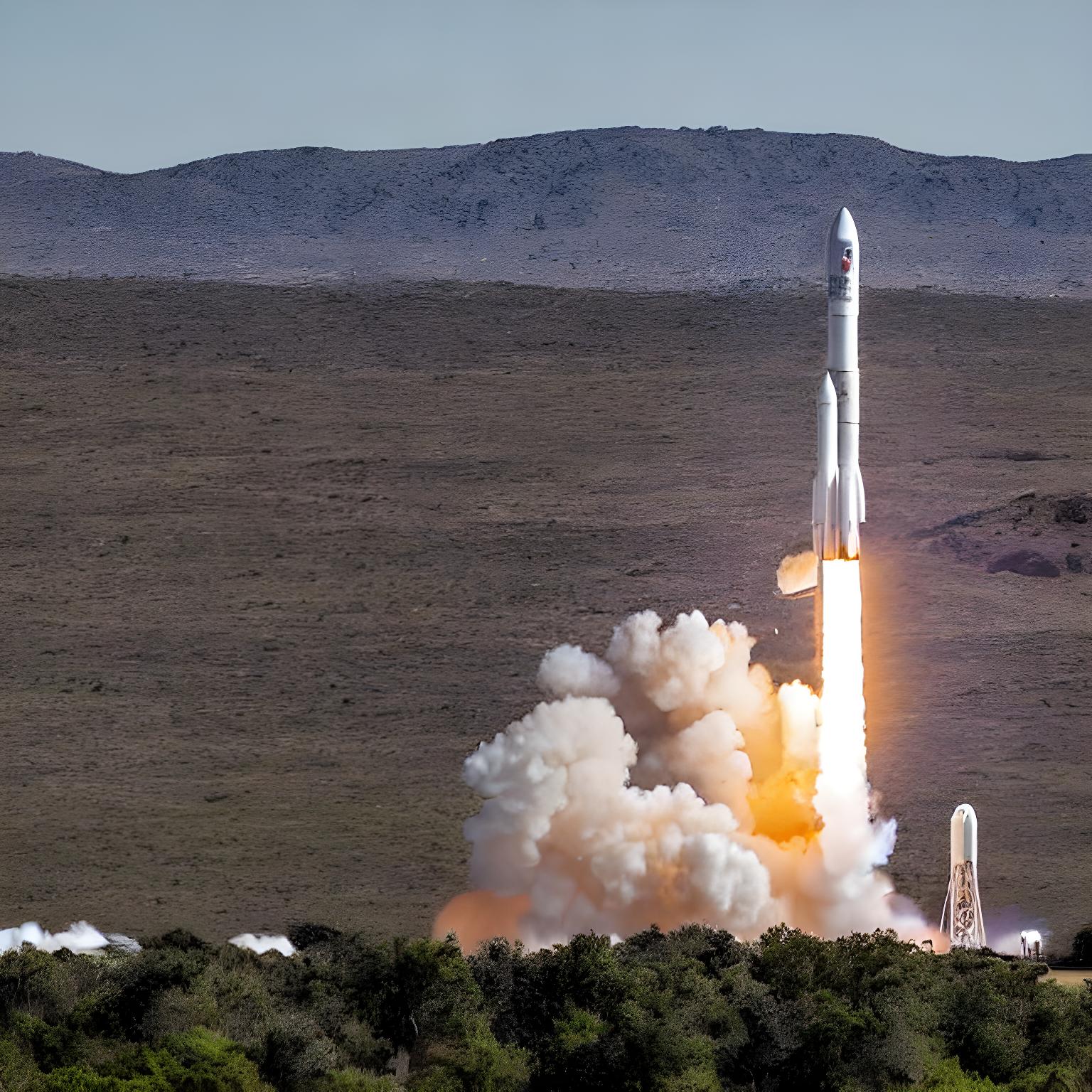 A rocket leaving earth with elon musk in front