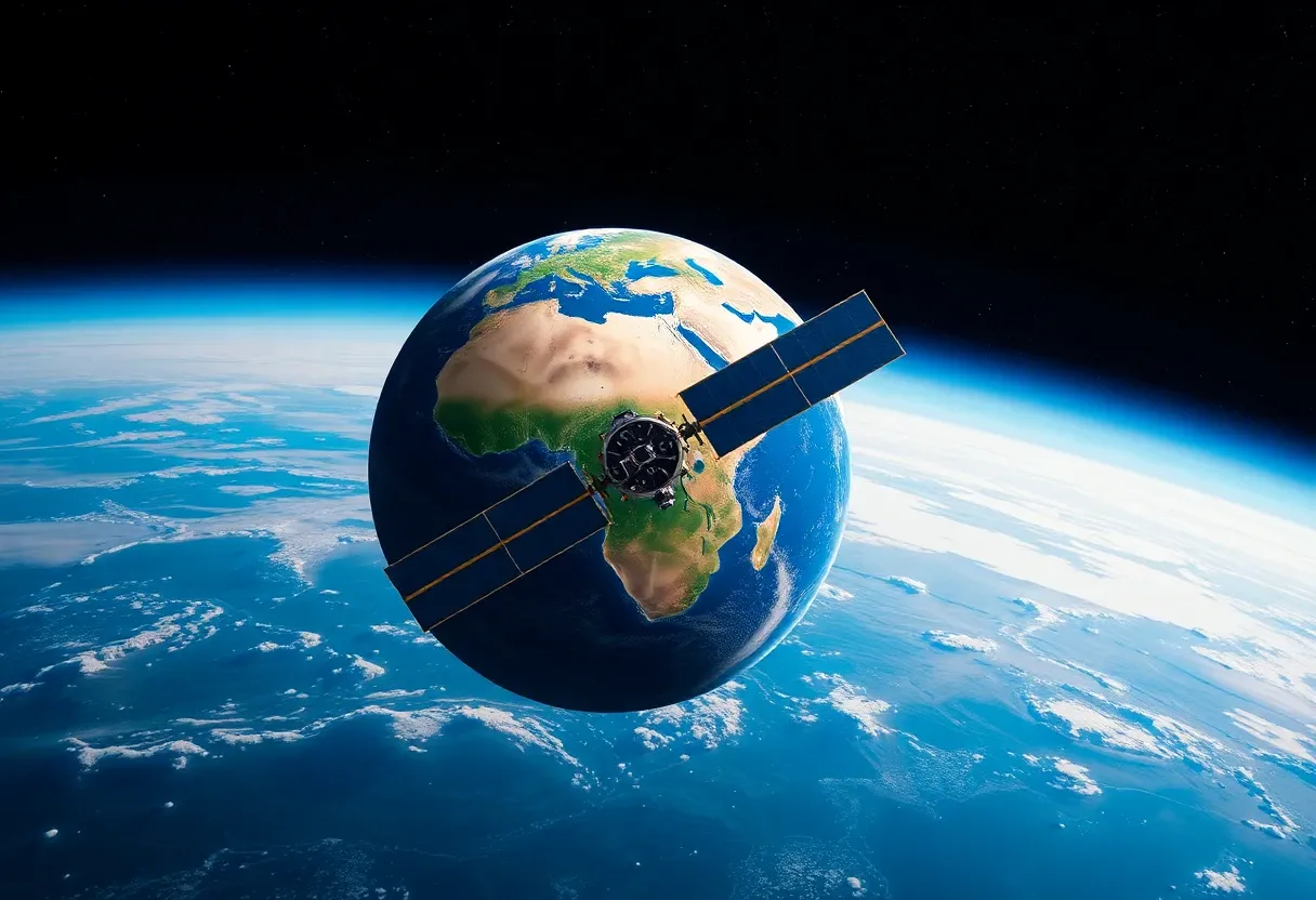 a satellite orbiting the earth