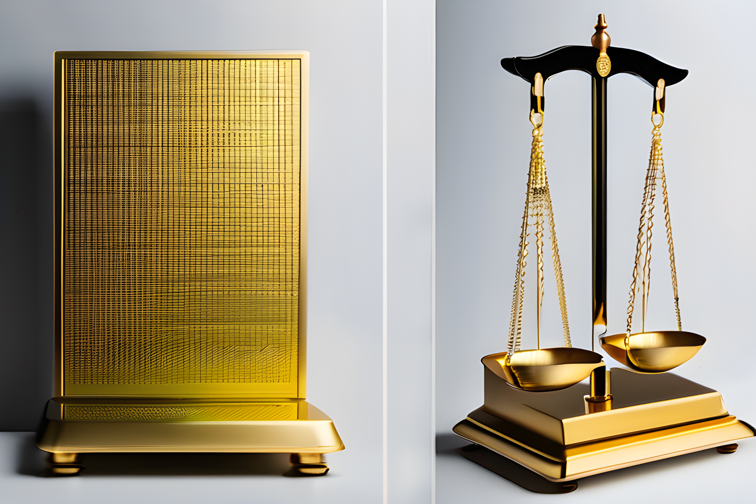 a scale with gold on both sides