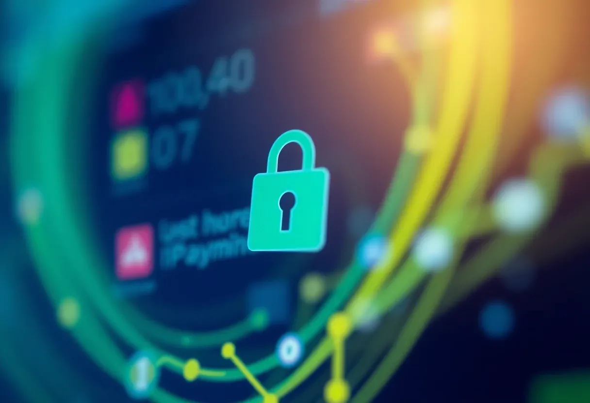 a security symbol in the background of an arbitrary mobile payments interface