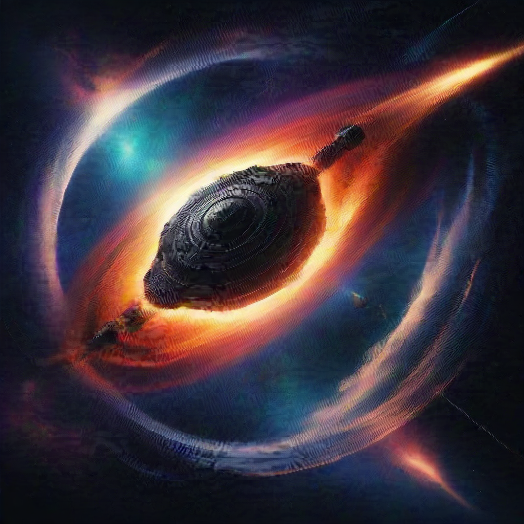 a spaceship escaping a blackhole close up