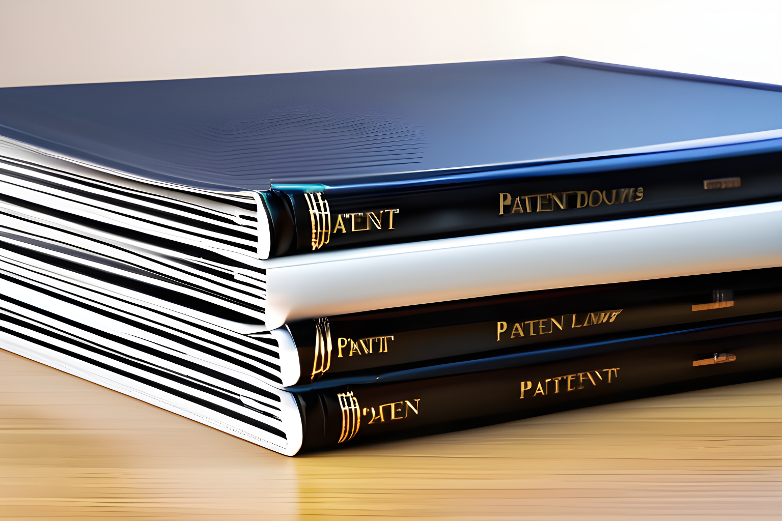 a stack of patent documents