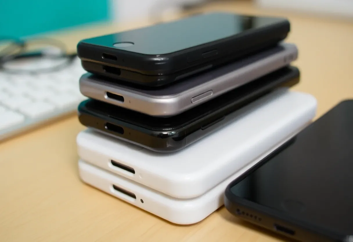 a stack of phones