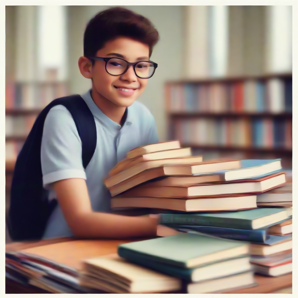 a student with books in front of him ready to learn