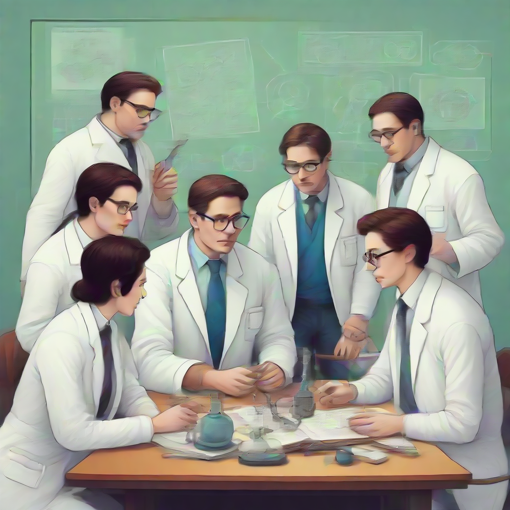 a team of scientists discussing science tools